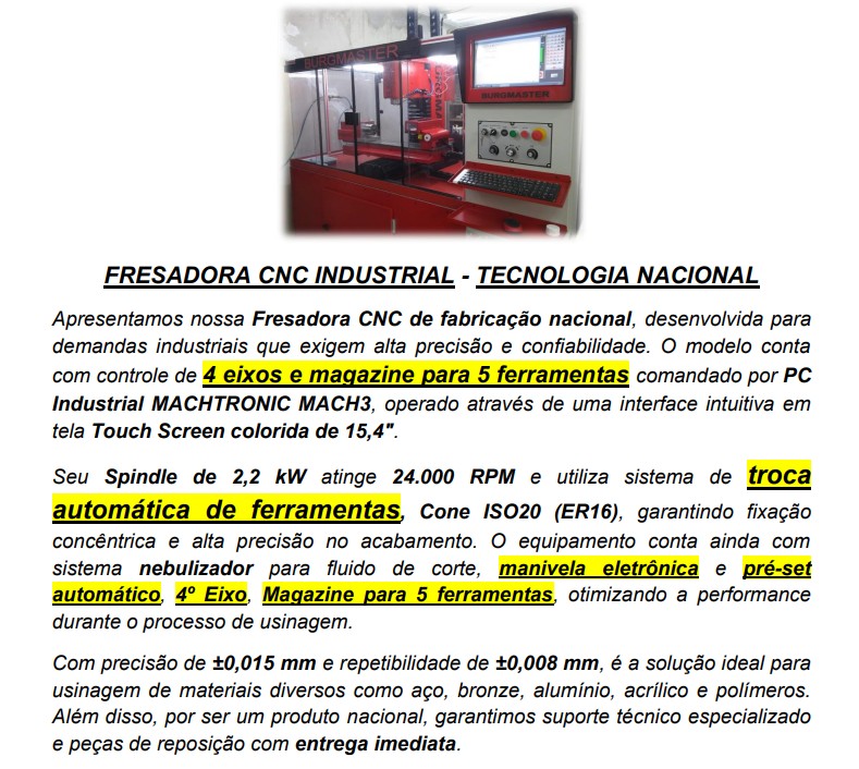 Centro de Usinagem (Magazine 5 Ferramentas)